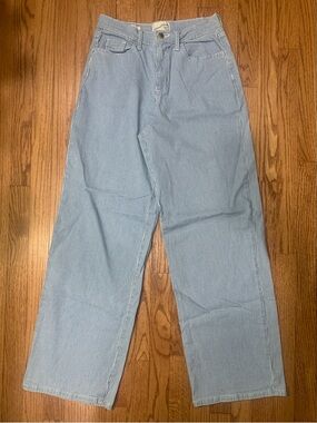 Universal Thread Blue Railroad Stripe Relaxed Wide Leg Pants Size 4 EUC